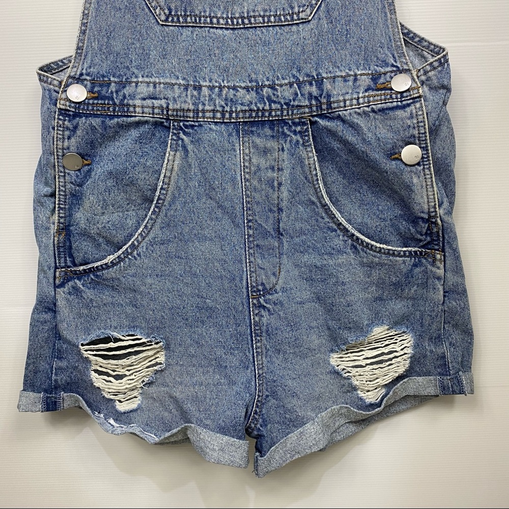 COTTON ON Blue Wash Demin Overalls Shorts Size 10 - Picture 4 of 13